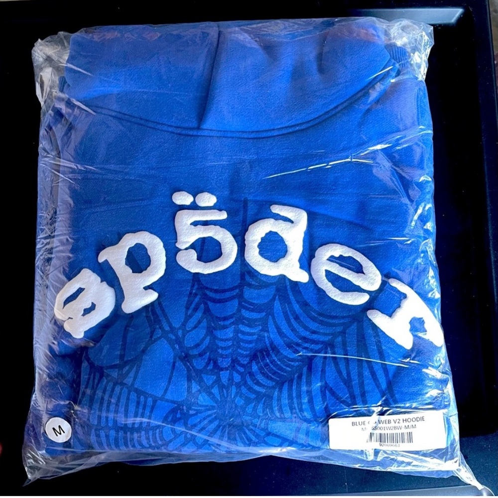 SEALED SPIDER HOODIE BRAND NEW Blue - Picture 4 of 4